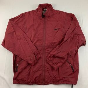Nike Mens Activewear Jacket Red Swoosh Mesh Lined Zip Up Mock Neck Vintage XL